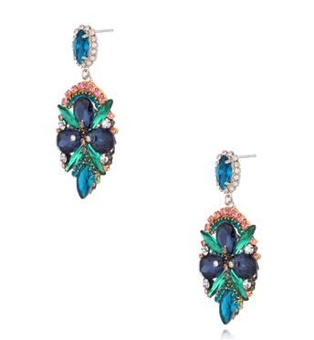 Kolczyki z kryształami w odcieniach szafiru i zieleni KLU0166