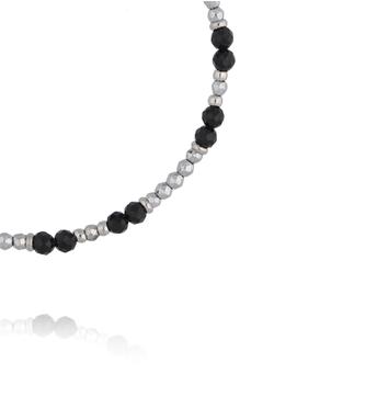 Bransoletka z hematytów i czarnych szklanych kryształków BTW3636