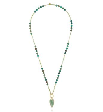 Naszyjnik z zielonymi turkusami i sercem NSC0673
