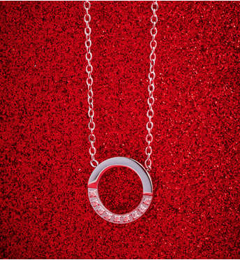 Naszyjnik srebrny z kółkiem wysadzanym cyrkoniami NSY0631