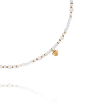 Naszyjnik z kamieniami księżycowymi i sercem NTW1664