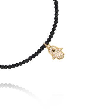 Bransoletka czarna z ręką Fatimy BTW3652