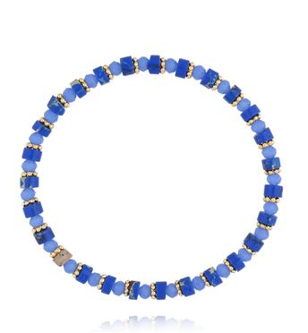 Bransoletka z niebieskiego jaspisu cesarskiego i szklanych koralików BTW3627