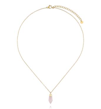 Naszyjnik z kwarcem różowym w złotej oprawie NEA0106