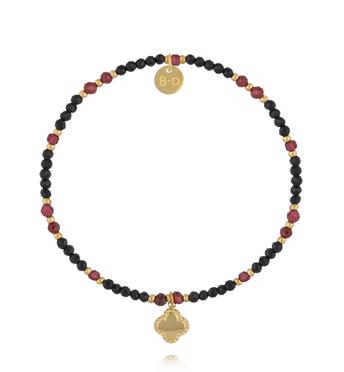 Bransoletka z turmalinu i granatu z zawieszką koniczyny BTW3524