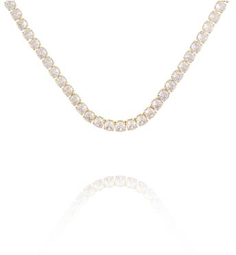 Naszyjnik typu tennis z kwadratowymi kryształkami w złotej oprawie NS0425