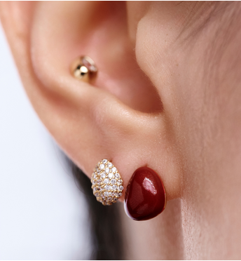 Zestaw kolczyków bordowo kryształowych KMB0047