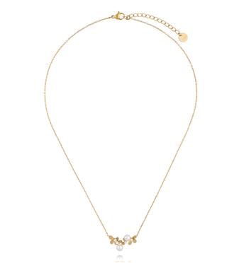 Naszyjnik z kwiatuszkami i perełkami złoty NSY0872