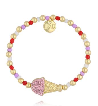 Bransoletka dla dziewczynki kolorowa z zawieszką w kształcie rożka BSS0291