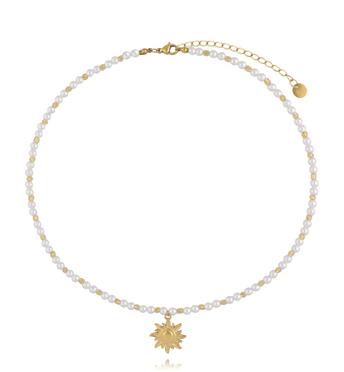 Naszyjnik z perełkami i zawieszką w kształcie słońca NSY0578