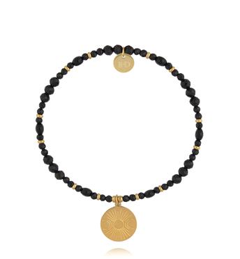 Bransoletka z czarnego turmalinu z medalionem słońca i księżyców BTW3682