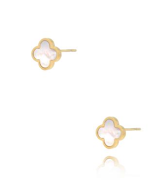 Kolczyki koniczynki z masą perłową Heureux  KSA1482