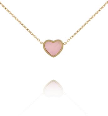 Naszyjnik z sercem z kwarcu różowego NSA1535