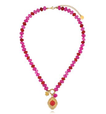 Naszyjnik różowy z agatami NPA1351