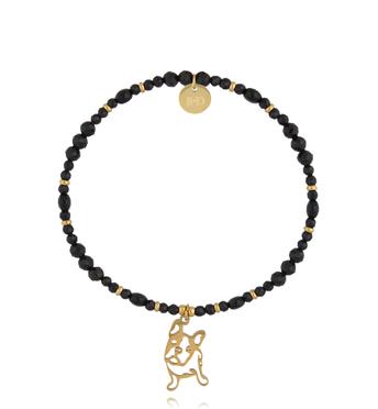 Bransoletka z czarnego turmalinu z zawieszką pieska BTW3681