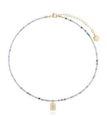 Naszyjnik z fluorytami i prostokątną zawieszką NTW1473