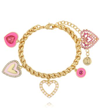 Bransoletka z zawieszkami w kształcie serc BSS0271