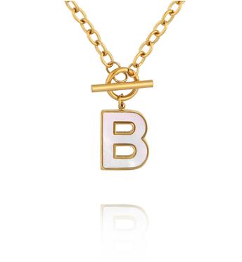 Naszyjnik z literą B i zapięciem toggle NSY0859