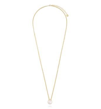 Naszyjnik długi z perłą złoty NPE0345