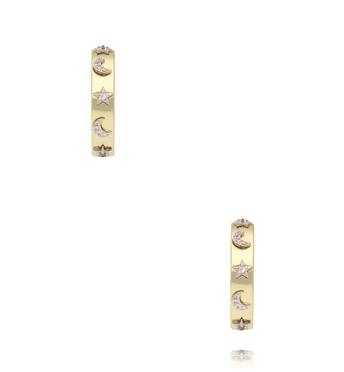 Kolczyki z motywem gwiazd i księżyców złote KRG1099