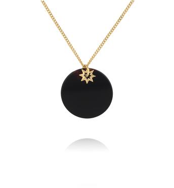 Złoty naszyjnik z czarnym agatem i gwiazdką NPA1460