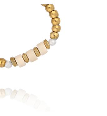 Pierścionek elastyczny ze złotych kuleczek z muszlą  PTW0623