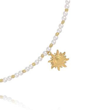 Naszyjnik z perełkami i zawieszką w kształcie słońca NSY0578