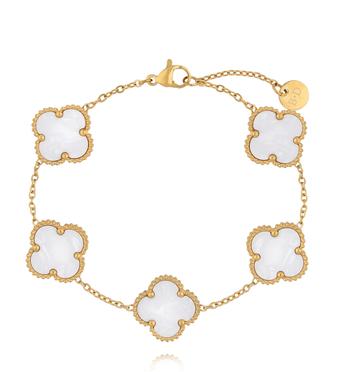 Bransoletka złota z koniczynkami z masy perłowej BSY0561