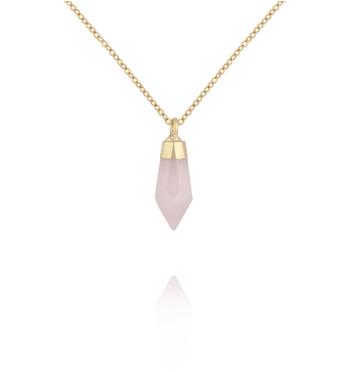 Naszyjnik z kwarcem różowym w złotej oprawie NEA0106