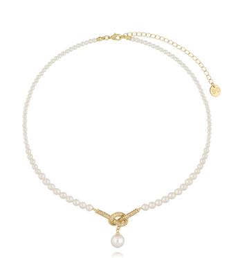Naszyjnik z perłami i złotym węzłem NPE0301