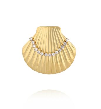 Pierścionek muszla złota z cyrkoniami PSY0065