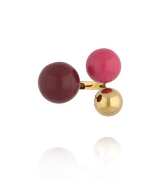 Pierścionek z kulkami w odcieniach burgundu i fuksji PSA1115