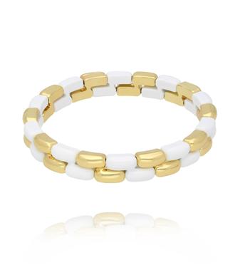 Bransoletka biało-złota z geometrycznych ogniw  BCR0029