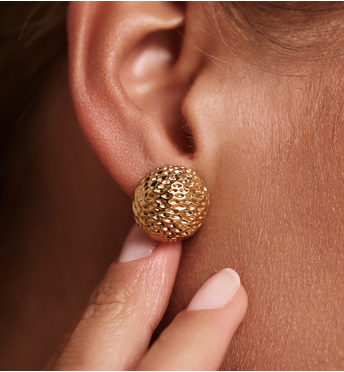 Kolczyki kule złote fakturowane KSY0377