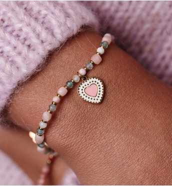 Bransoletka pastelowa z serduszkiem BTW3695