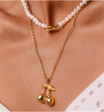 Naszyjnik z wisienkami złoty NSY0580