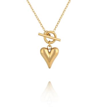 Naszyjnik z zapięciem toggle i sercem w kolorze złota NSY0925