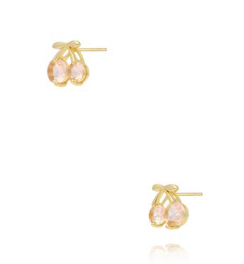 Kolczyki wiszące w kształcie wiśni z cyrkoniami w odcieniu champagne KSS2257