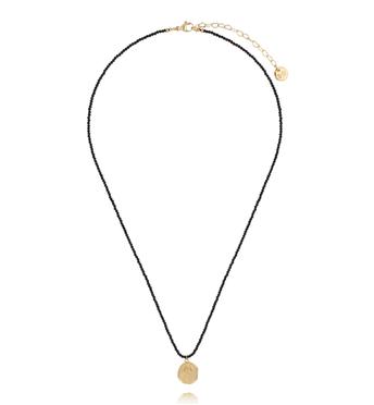 Naszyjnik z czarnymi agatami i zawieszką NTW1325