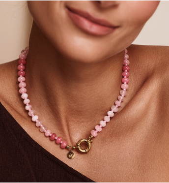 Naszyjnik z różowych jadeitów NSC0663