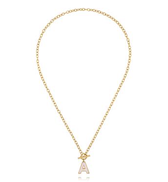 Naszyjnik z literą A i zapięciem toggle NSY0858