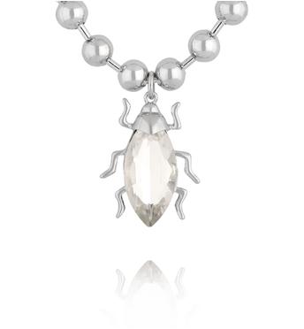 Naszyjnik w kolorze srebra z zawieszką-żuczkiem NMI0234