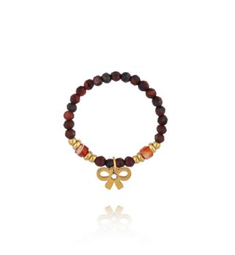 Pierścionek z tygrysim okiem i kokardką PTW0557