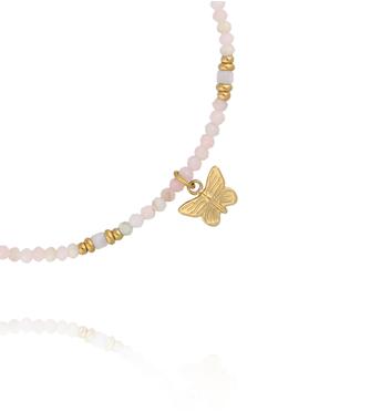 Bransoletka z różowymi opalami i motylkiem BTW3689
