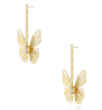 Kolczyki złote motyle z cyrkoniami KGA0002