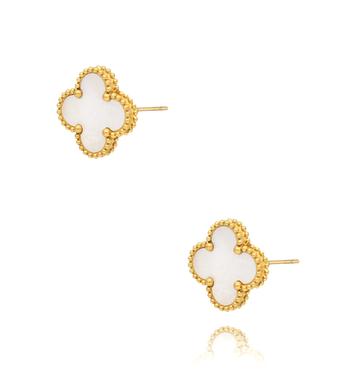 Kolczyki białe koniczynki Clover KSY0164