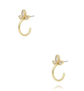 Kolczyki w formie półkola z liśćmi z cyrkonii KSS2146