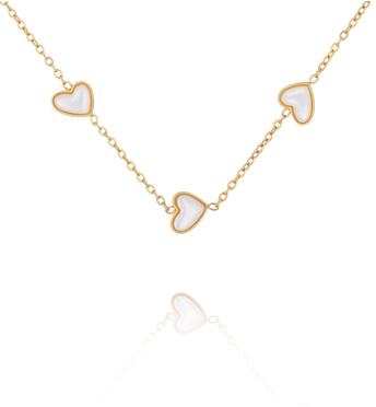 Naszyjnik z drobnymi serduszkami i masą perłową NSY0852