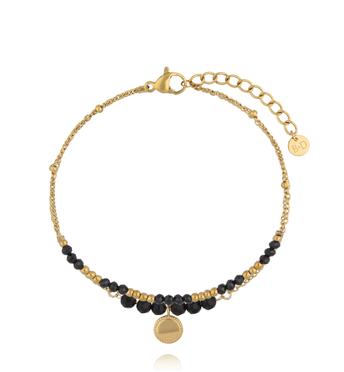 Bransoletka z czarnym agatem złota BEA0046