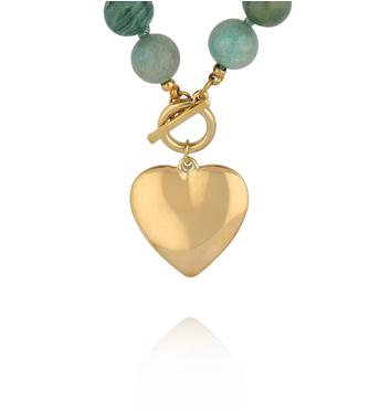 Naszyjnik z zielonych kamieni naturalnych z sercem NPA1528